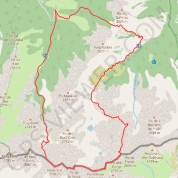 Itinéraire Pic de l'Enfer par Coma de l'Infern, distance, dénivelé, altitude, carte, profil, trace GPS