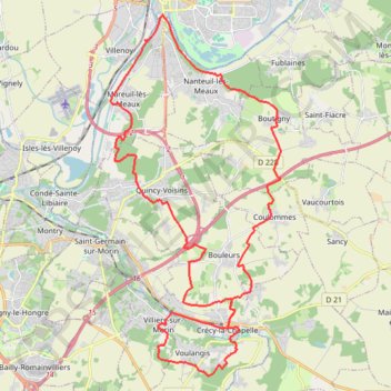 Itinéraire Crécy-la-Chapelle Cyclisme, distance, dénivelé, altitude, carte, profil, trace GPS
