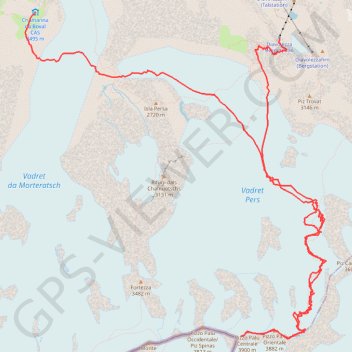 Itinéraire Piz Palu, distance, dénivelé, altitude, carte, profil, trace GPS