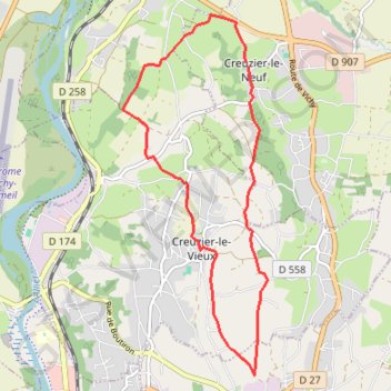 Itinéraire Les coteaux des creuziers, distance, dénivelé, altitude, carte, profil, trace GPS