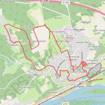 Itinéraire Rando des Troglodytes à Langeais (37) Circuit pédestre, distance, dénivelé, altitude, carte, profil, trace GPS