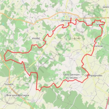 Itinéraire Gemozac VTT, distance, dénivelé, altitude, carte, profil, trace GPS