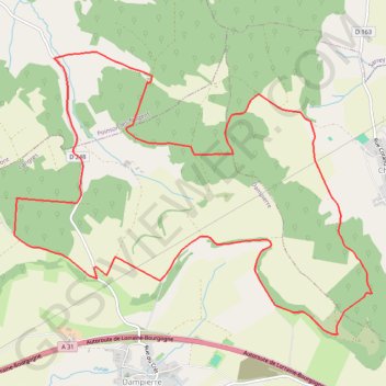 Itinéraire La Jaunotte - Chauffourt - Dampierre, distance, dénivelé, altitude, carte, profil, trace GPS