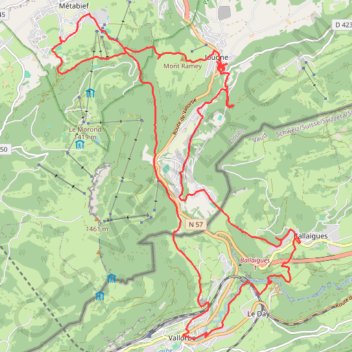 Itinéraire La Jougnena, Métabief, Jougne, Ballaigues, Vallorbe, distance, dénivelé, altitude, carte, profil, trace GPS