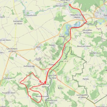 Itinéraire Bézu-Saint-Eloi,VTT 45 KM Bezu Boucle, Chateau sur Epte boucle de Rollon Bezu., distance, dénivelé, altitude, carte, profil, trace GPS