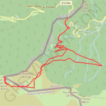Itinéraire Tuc du Plan de la Serre, distance, dénivelé, altitude, carte, profil, trace GPS