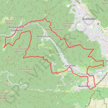 Itinéraire Guebwiller - Circuit du Diefenbach, distance, dénivelé, altitude, carte, profil, trace GPS