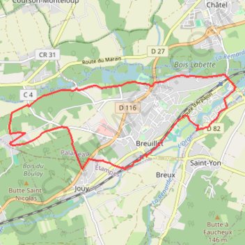 Itinéraire Route des moulins - Breuillet, distance, dénivelé, altitude, carte, profil, trace GPS
