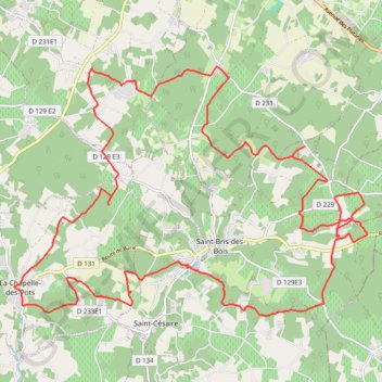 Itinéraire Abbaye de Fontdouce 34 kms, distance, dénivelé, altitude, carte, profil, trace GPS