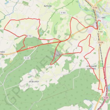 Itinéraire Les contours et chemins de l'Écouves au départ de Sées, distance, dénivelé, altitude, carte, profil, trace GPS