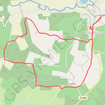 Itinéraire Roquebrune, distance, dénivelé, altitude, carte, profil, trace GPS
