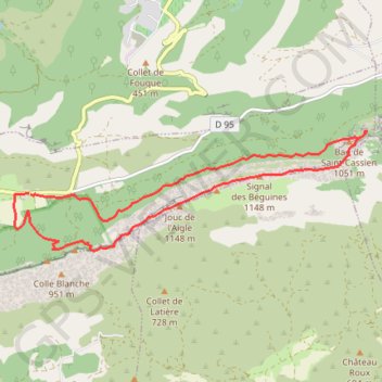 Itinéraire croix des glacieres st cassien, distance, dénivelé, altitude, carte, profil, trace GPS