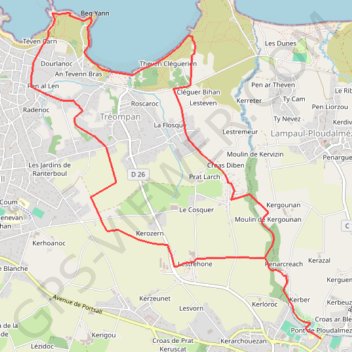 Itinéraire Les dunes de Tréompan, distance, dénivelé, altitude, carte, profil, trace GPS