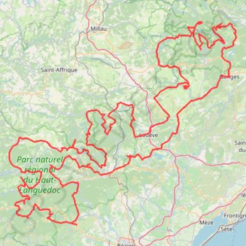 Itinéraire 100cols haut languedoc, distance, dénivelé, altitude, carte, profil, trace GPS