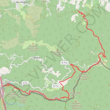 Itinéraire Puig Neulos en traversée du Perthus à Laroque des Albères, distance, dénivelé, altitude, carte, profil, trace GPS