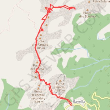 Itinéraire Égarement à Bavella, distance, dénivelé, altitude, carte, profil, trace GPS
