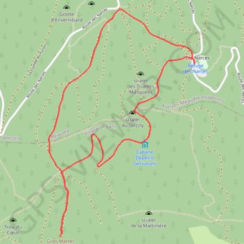 Itinéraire Le Gros Martel - Méaudre, distance, dénivelé, altitude, carte, profil, trace GPS
