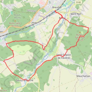 Itinéraire De Breuillet à Souzy la Briche, distance, dénivelé, altitude, carte, profil, trace GPS