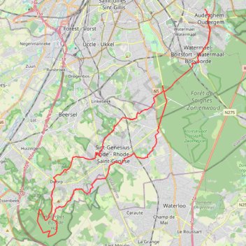 Itinéraire hallebos, distance, dénivelé, altitude, carte, profil, trace GPS