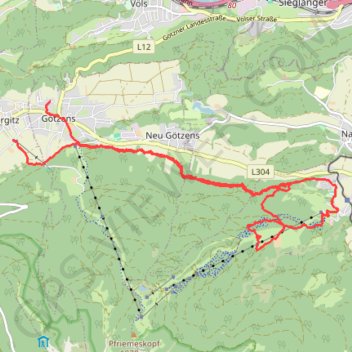 Itinéraire Götzens - Nockhof, distance, dénivelé, altitude, carte, profil, trace GPS