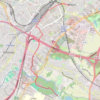 Itinéraire Chemin de Compostelle-De Massy au Pont de Saulx, distance, dénivelé, altitude, carte, profil, trace GPS