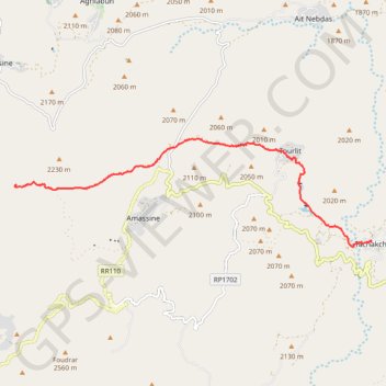 Itinéraire Rando Maroc, distance, dénivelé, altitude, carte, profil, trace GPS