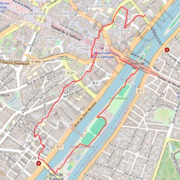 Itinéraire Footing Puteaux, distance, dénivelé, altitude, carte, profil, trace GPS