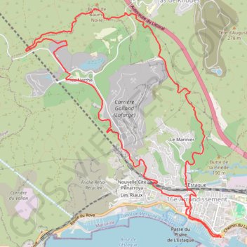 Itinéraire Route du gaz - L'Estaque, distance, dénivelé, altitude, carte, profil, trace GPS