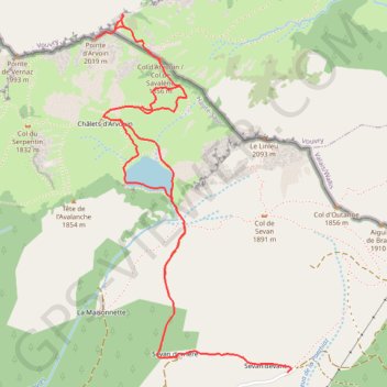 Itinéraire La Pointe d'Arvouin, distance, dénivelé, altitude, carte, profil, trace GPS