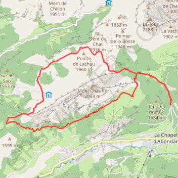 Itinéraire Mont Chauffé, distance, dénivelé, altitude, carte, profil, trace GPS