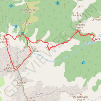 Itinéraire Canigou par los masos, distance, dénivelé, altitude, carte, profil, trace GPS