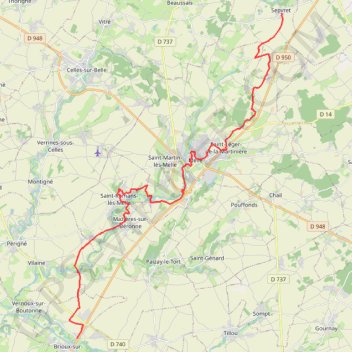 Itinéraire Sepvret-Melle, distance, dénivelé, altitude, carte, profil, trace GPS