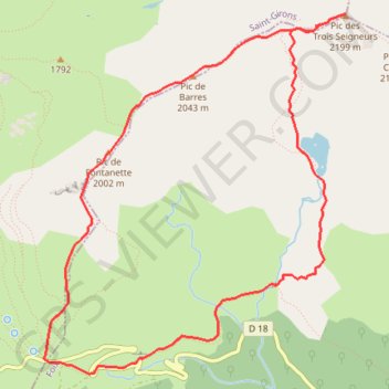 Itinéraire Circuit pic des trois seigneurs, distance, dénivelé, altitude, carte, profil, trace GPS
