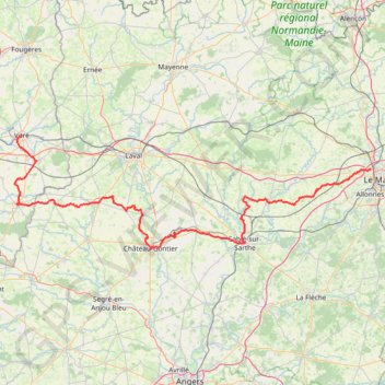 Itinéraire Voie 2DB-T03 - Vitre - La-Chapelle-St-Aubin, distance, dénivelé, altitude, carte, profil, trace GPS