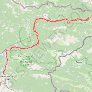 Itinéraire Gemona del Friuli Tarvisio, distance, dénivelé, altitude, carte, profil, trace GPS