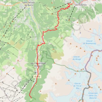 Itinéraire Les Houches à La Balme, distance, dénivelé, altitude, carte, profil, trace GPS