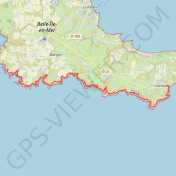 Itinéraire Belle Ile Port Coton Locmaria, distance, dénivelé, altitude, carte, profil, trace GPS