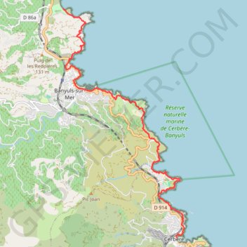 Itinéraire Cerbère - Banyuls - Paulilles, distance, dénivelé, altitude, carte, profil, trace GPS