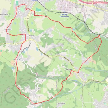 Itinéraire Autour de Montcher (Lentilly), distance, dénivelé, altitude, carte, profil, trace GPS