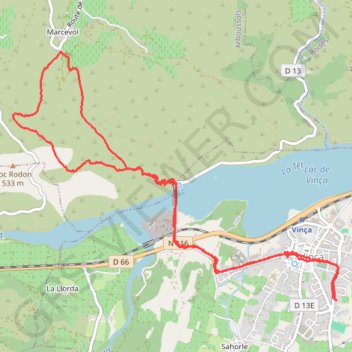 Itinéraire Rando de Vinça au Prieuré de Marcevol(66320), distance, dénivelé, altitude, carte, profil, trace GPS