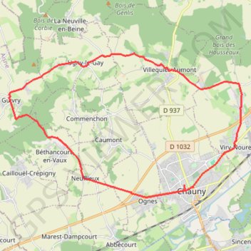 Itinéraire Sur les versants de l'Oise, distance, dénivelé, altitude, carte, profil, trace GPS