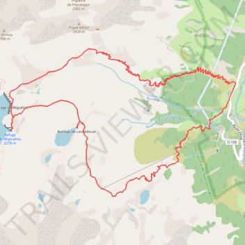 Itinéraire Lac de Migouélou en boucle par le Lac des Touest, distance, dénivelé, altitude, carte, profil, trace GPS