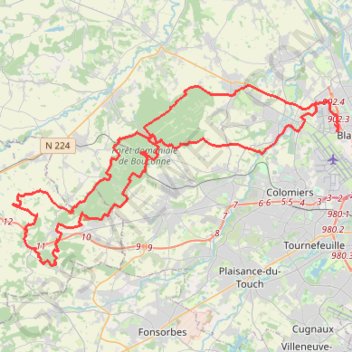 Itinéraire Randoblique - par la forêt de Bouconne, distance, dénivelé, altitude, carte, profil, trace GPS