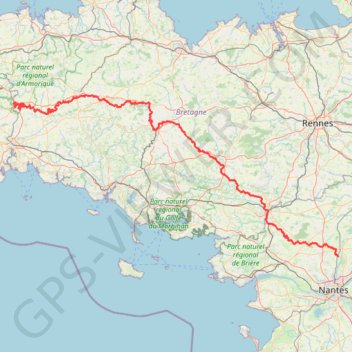 Itinéraire Nantes_a_brest, distance, dénivelé, altitude, carte, profil, trace GPS