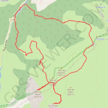 Itinéraire 2024 06 14 - tête de perail cluots sams, distance, dénivelé, altitude, carte, profil, trace GPS