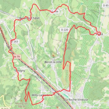 Itinéraire Berzé le Châtel, distance, dénivelé, altitude, carte, profil, trace GPS