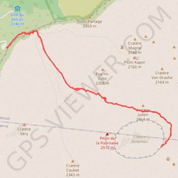 Itinéraire Piton de la Fournaise, distance, dénivelé, altitude, carte, profil, trace GPS