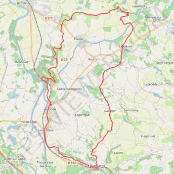 Itinéraire Port Sainte-Marie - Laparade, distance, dénivelé, altitude, carte, profil, trace GPS