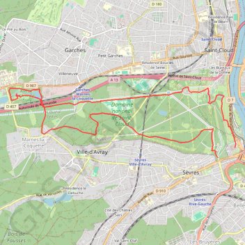 Itinéraire Rando Parc de Saint Cloud, distance, dénivelé, altitude, carte, profil, trace GPS