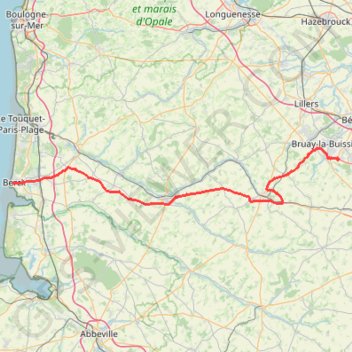 Itinéraire 4P Berck - Olhain, distance, dénivelé, altitude, carte, profil, trace GPS